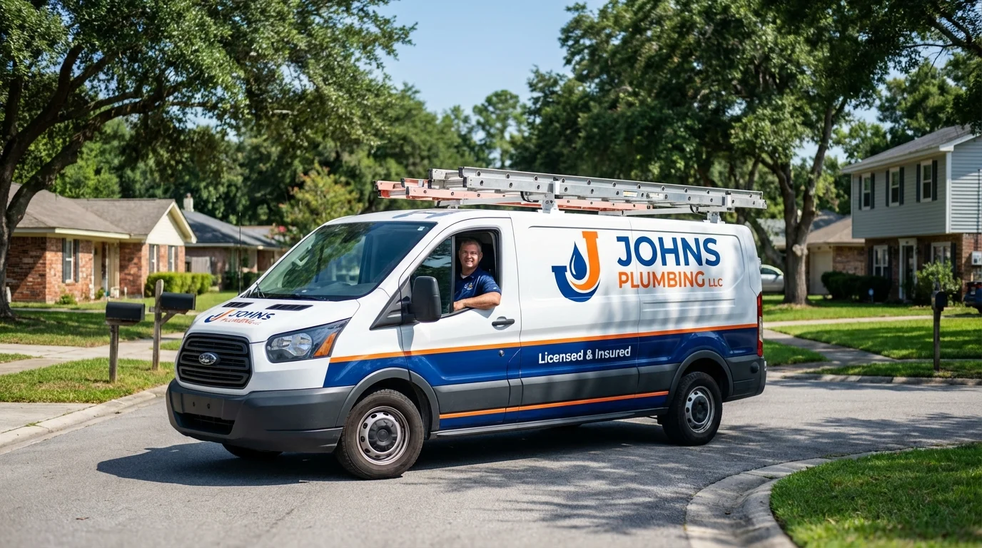 Johns Plumbing LLC service van in Eyota, MN