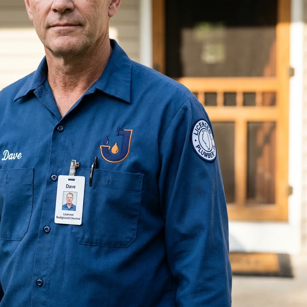 Licensed plumber showing ID badge in Eyota, MN