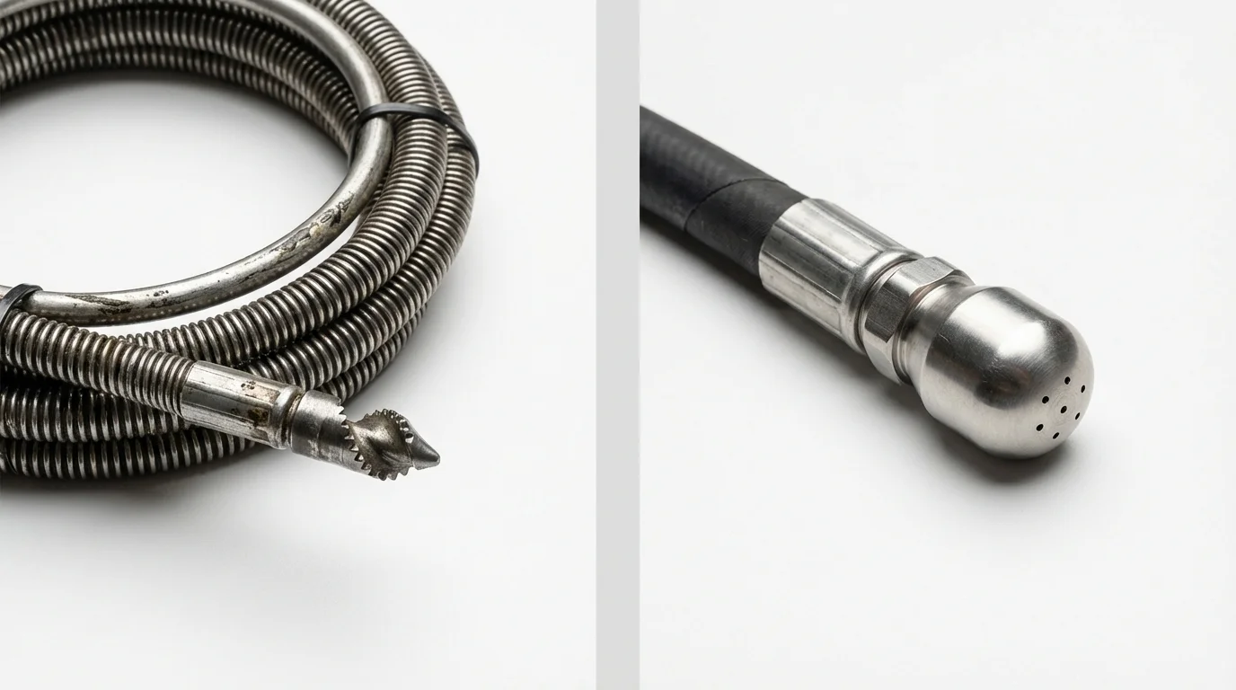 Drain snake cable and hydro jetting nozzle used for drain cleaning in Eyota, MN