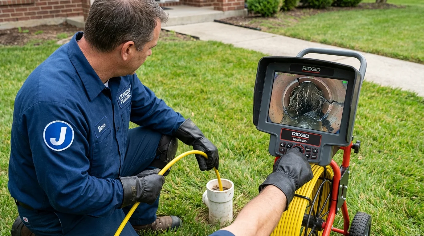 Sewer camera inspection being performed by Johns Plumbing LLC in Eyota